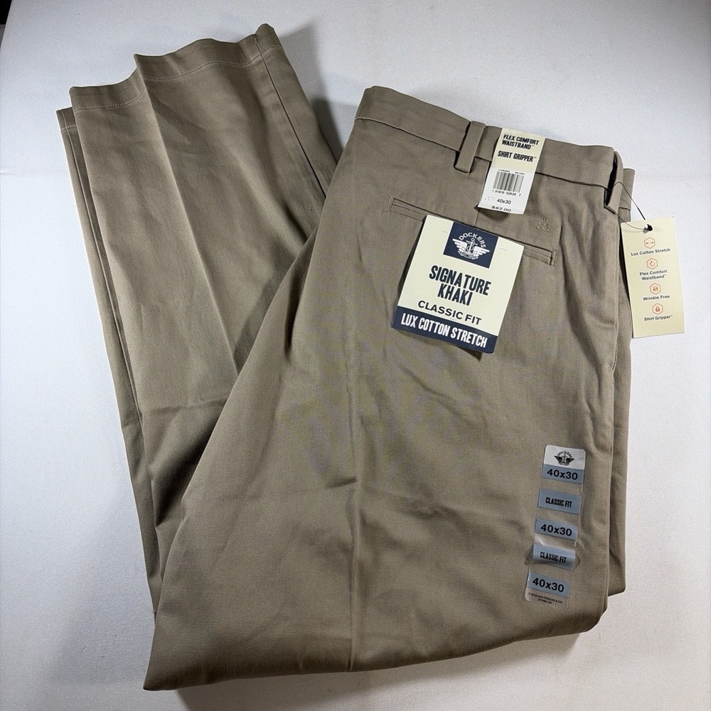 NEW Dockers Mens Classic Fit Signature Khaki Pants 40x30 Lux Cotton Stretch $62